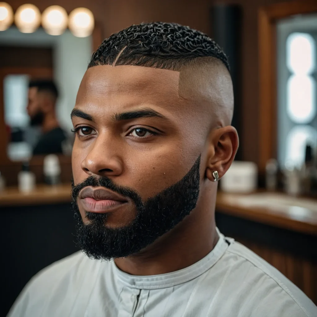 High Fade Buzz Cut with EdgeUpBlack man with 0