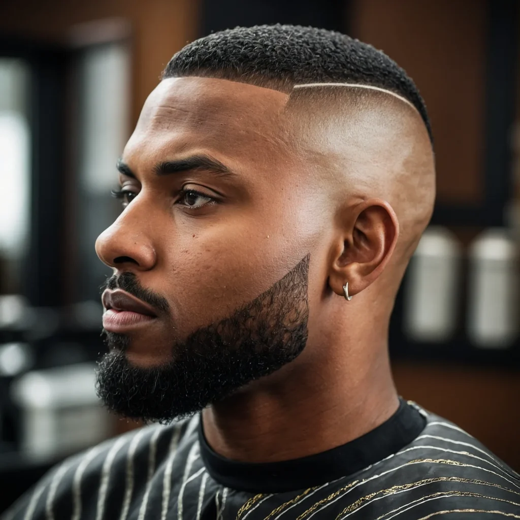 High Fade Buzz Cut with EdgeUpBlack man with 3