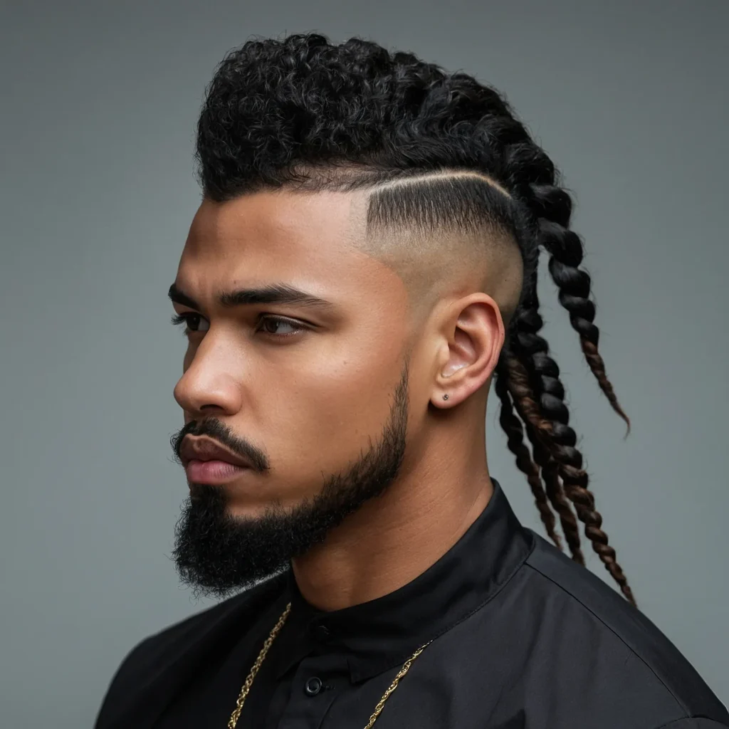 High Fade Mullet with TwistsPrompt Black men 0