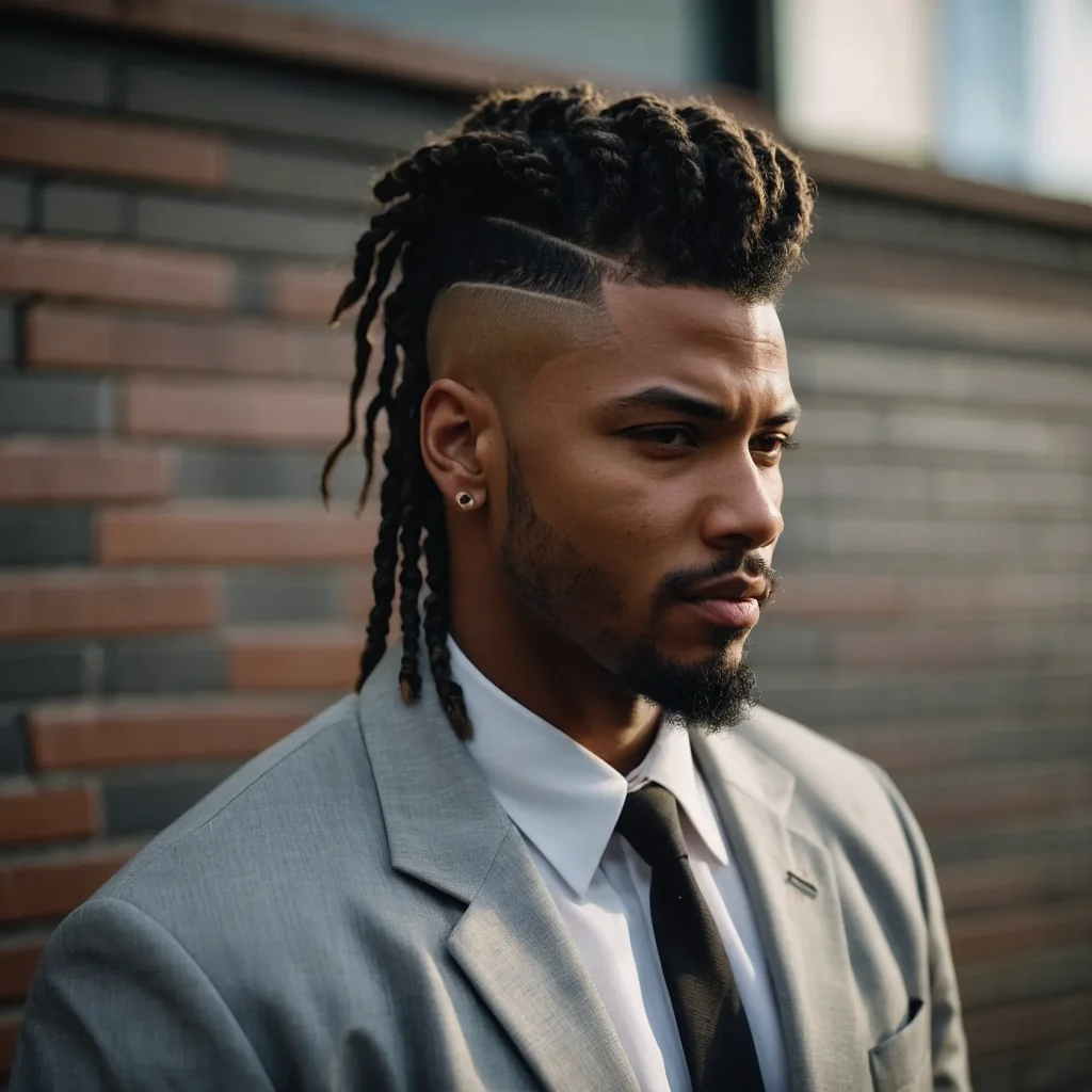 High Fade Mullet with TwistsPrompt Black men 3