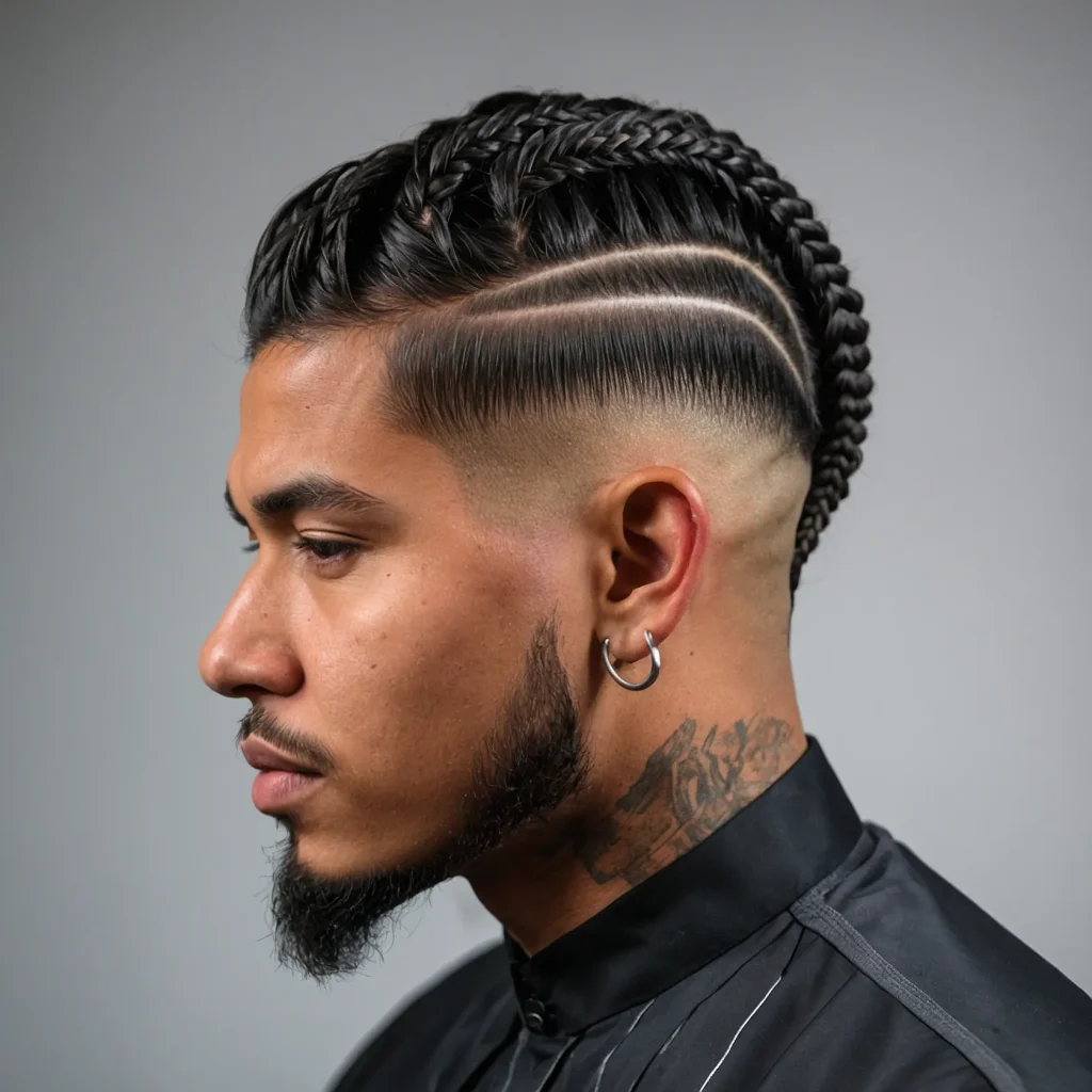 High Fade with Braided TopShort braids style 0