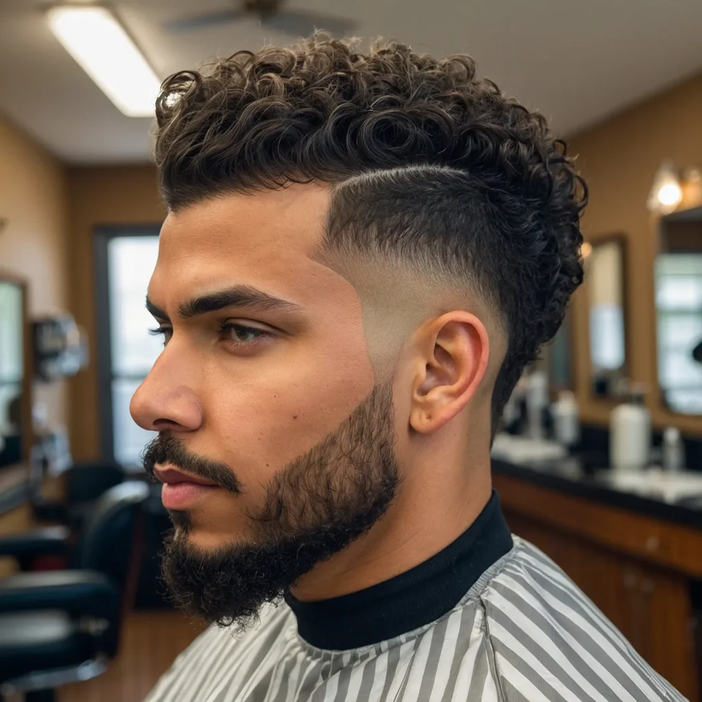 High Fade with Curly TopSoft natural curls on 0