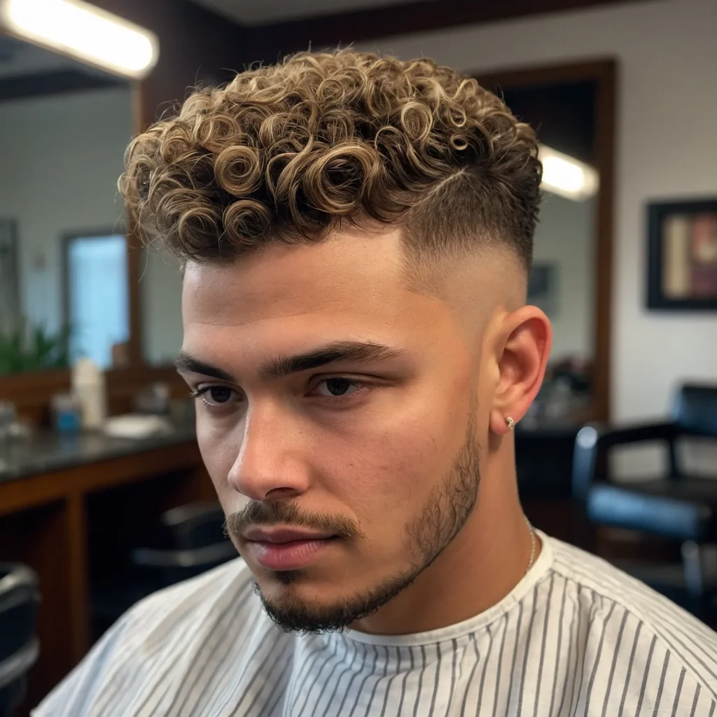 High Fade with Curly TopSoft natural curls on 3