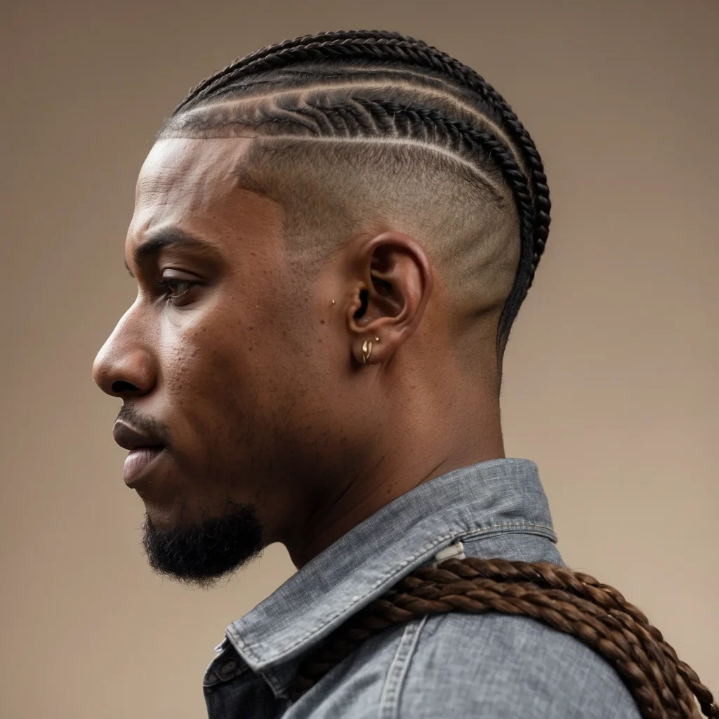 High Fade with Medium BraidsBlack man wit 0