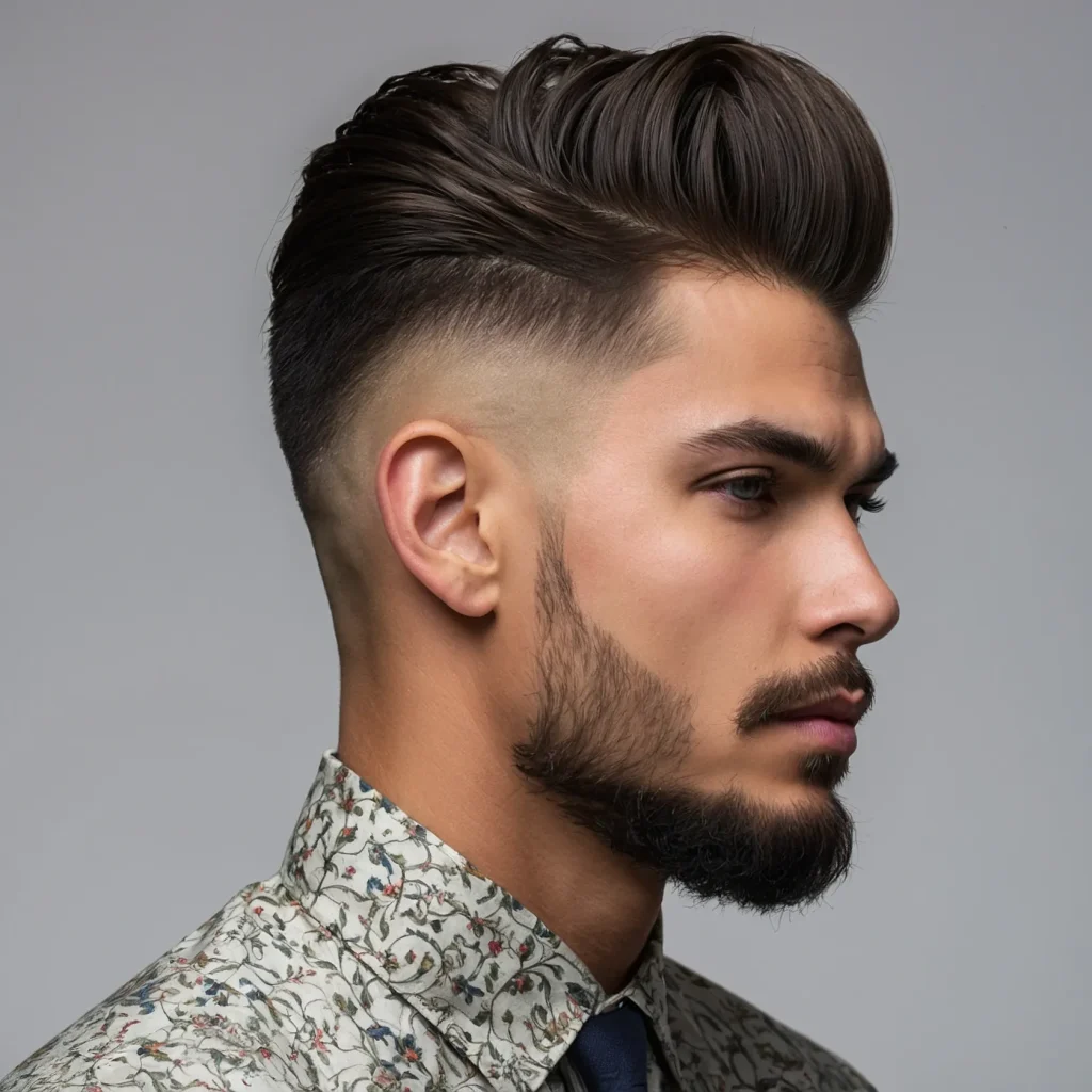 High Fade with PompadourTall voluminous pomp3