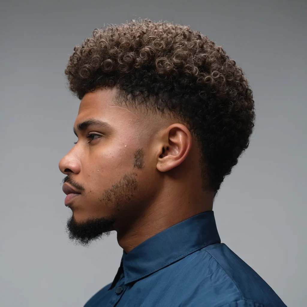 High Fade with Short AfroTightly curled afro 0
