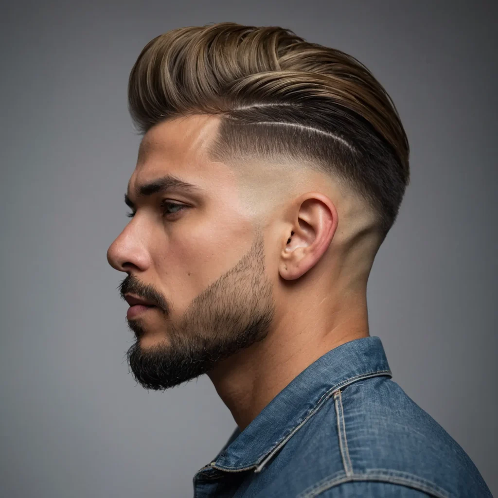 High Fade with SideSwept TopTop is styled to 3