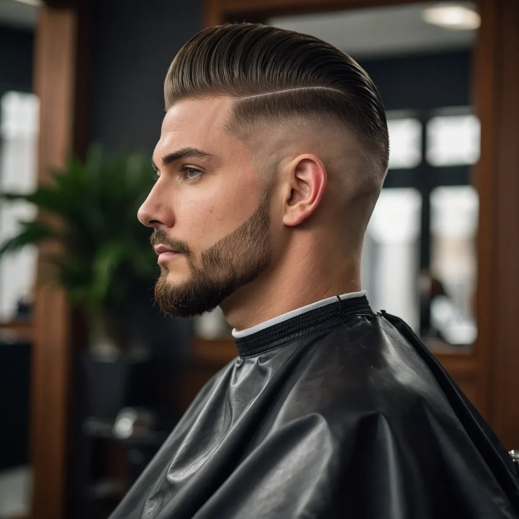 High Fade with Slick Backbrushedback top wi 0