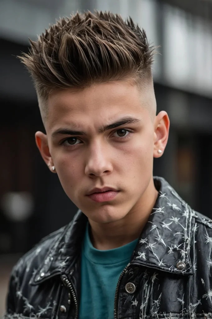 High Fade with Spiky Topboy with gelledup s 0
