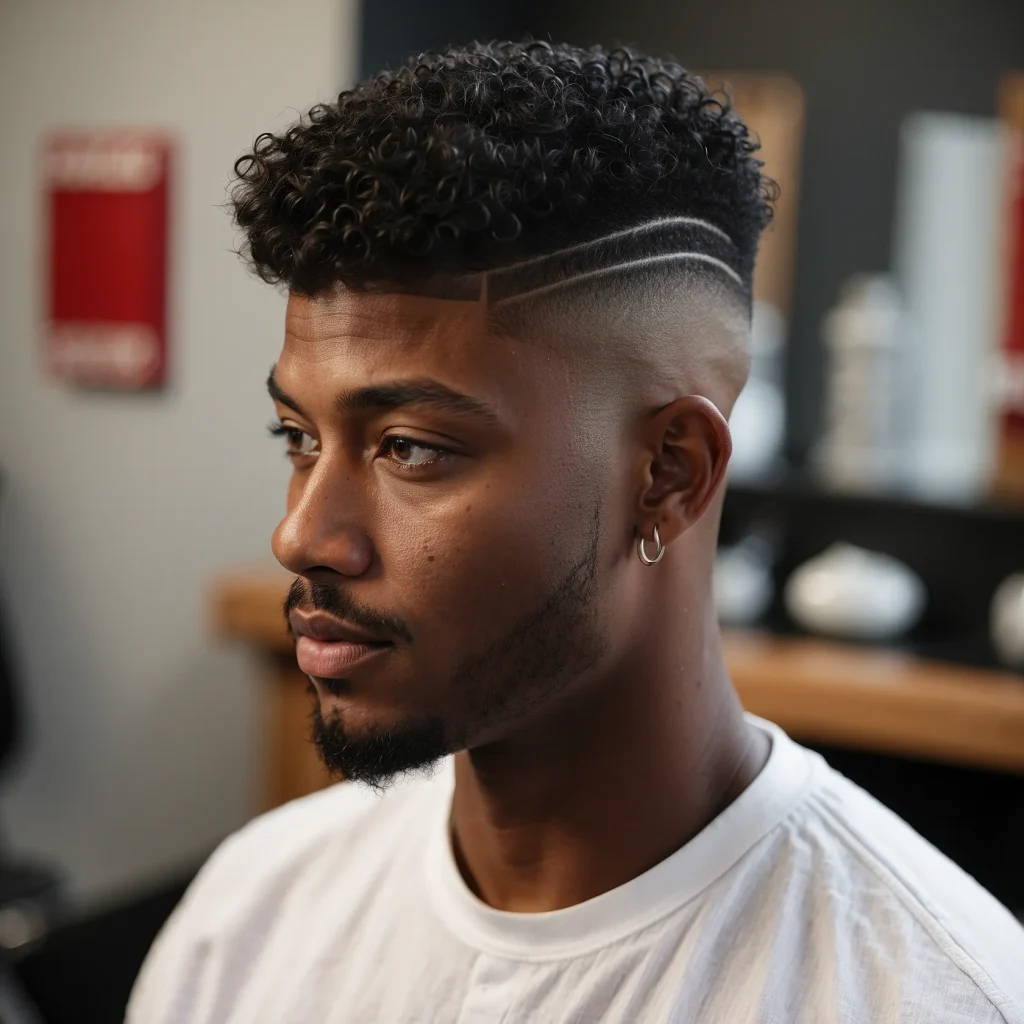 High Fade with Temple Fade ComboBlack man 0