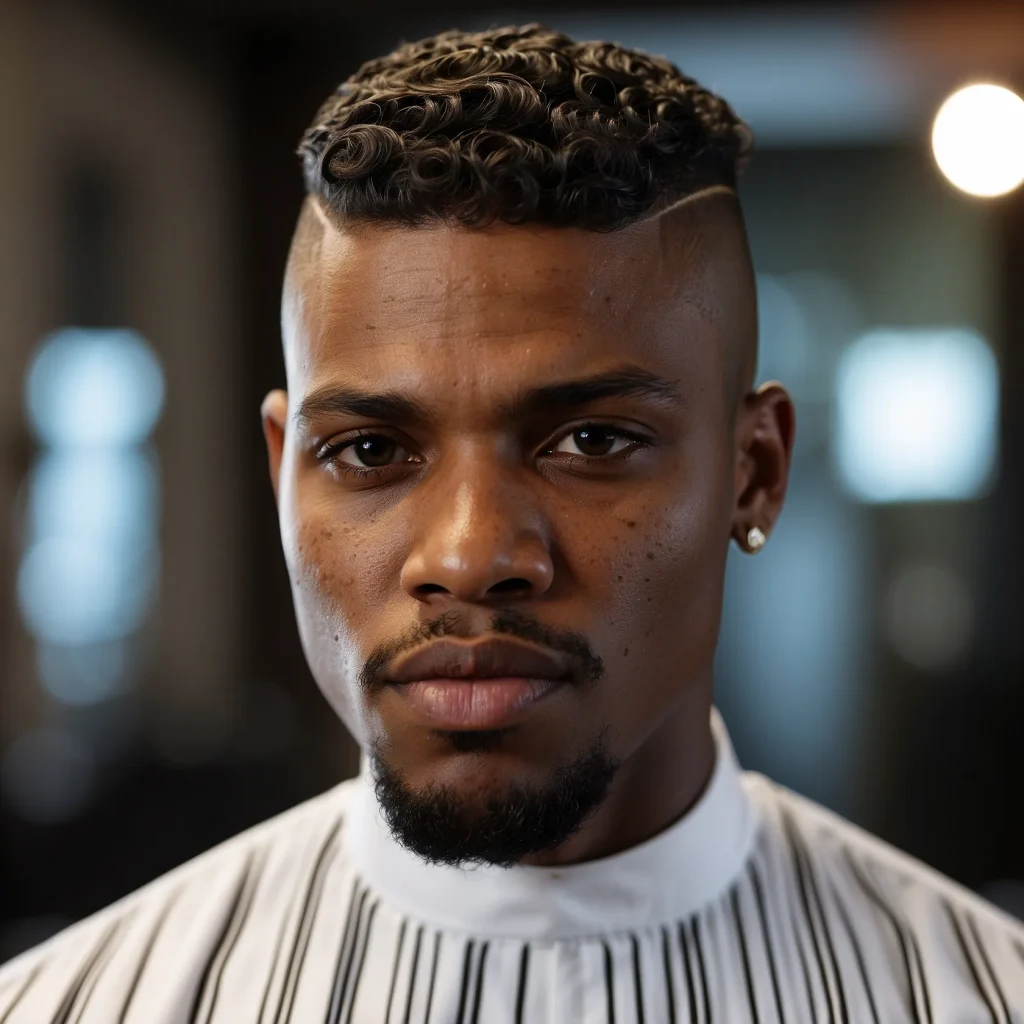 High Fade with Wavescloseup of Black m0
