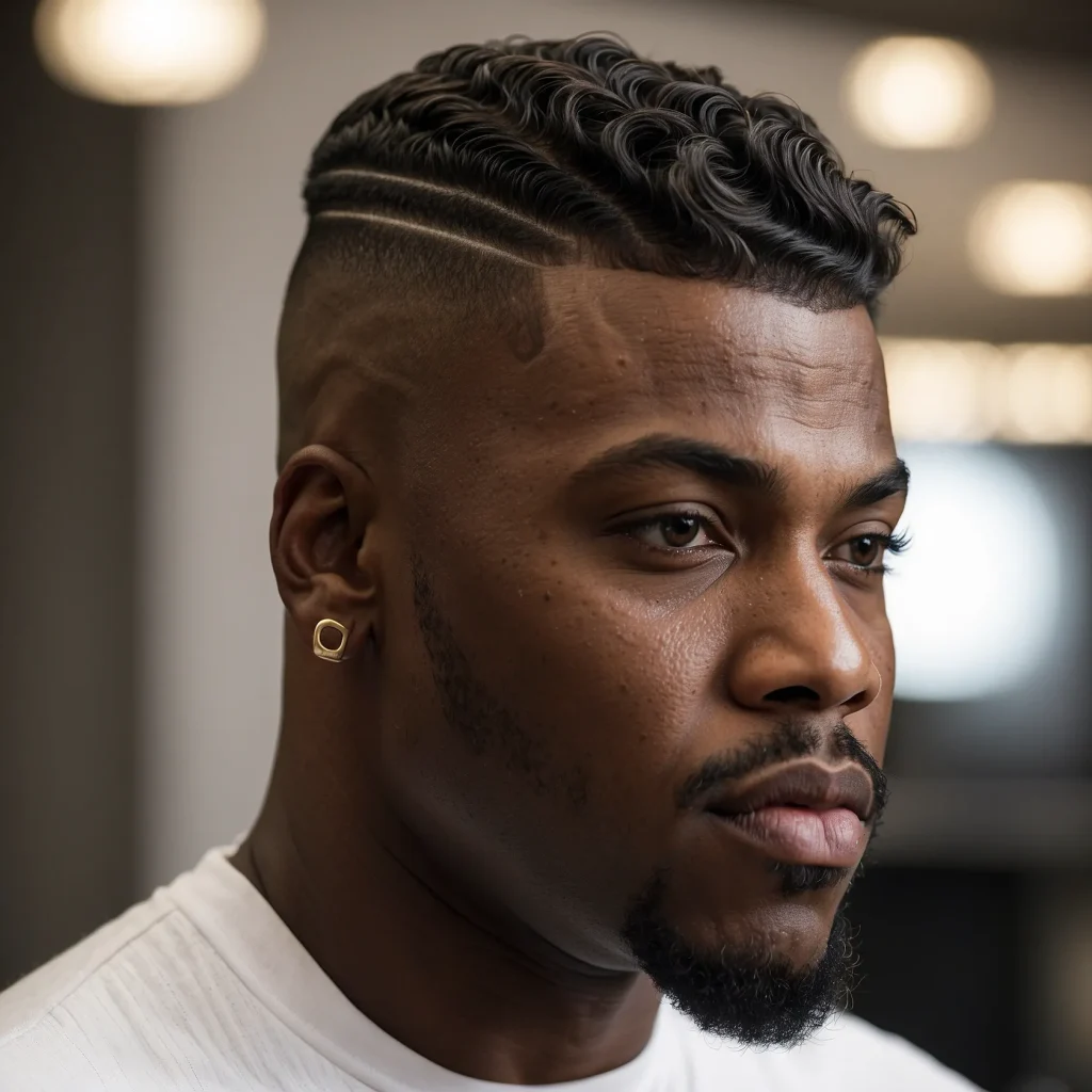 High Fade with Wavescloseup of Black m3