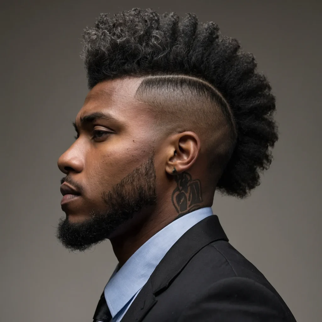 High Taper Fade with Afro MohawkMohawk silhou 0