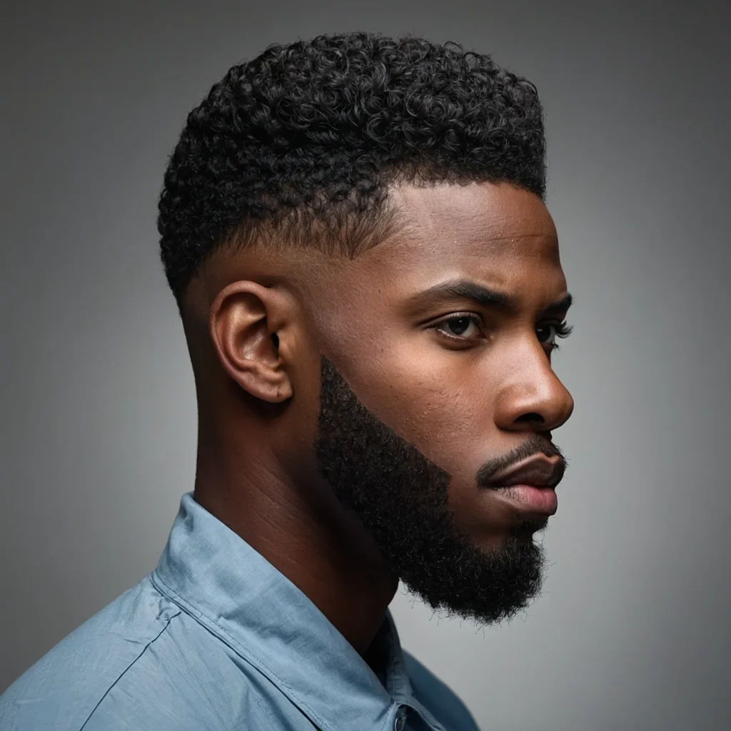 High Taper Fade with Afro TopBlack man with 0