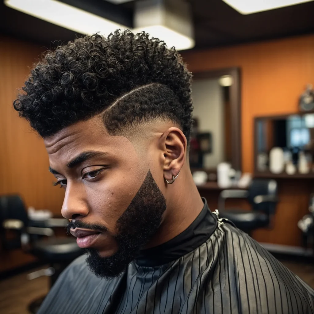 High Taper Fade with Afro TopBlack man with 3