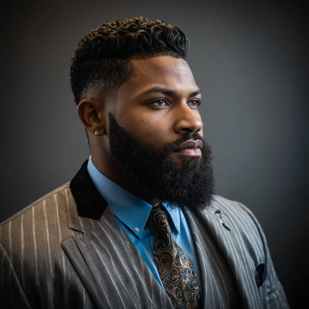 High Taper Fade with Beard BlendBlack man w 0