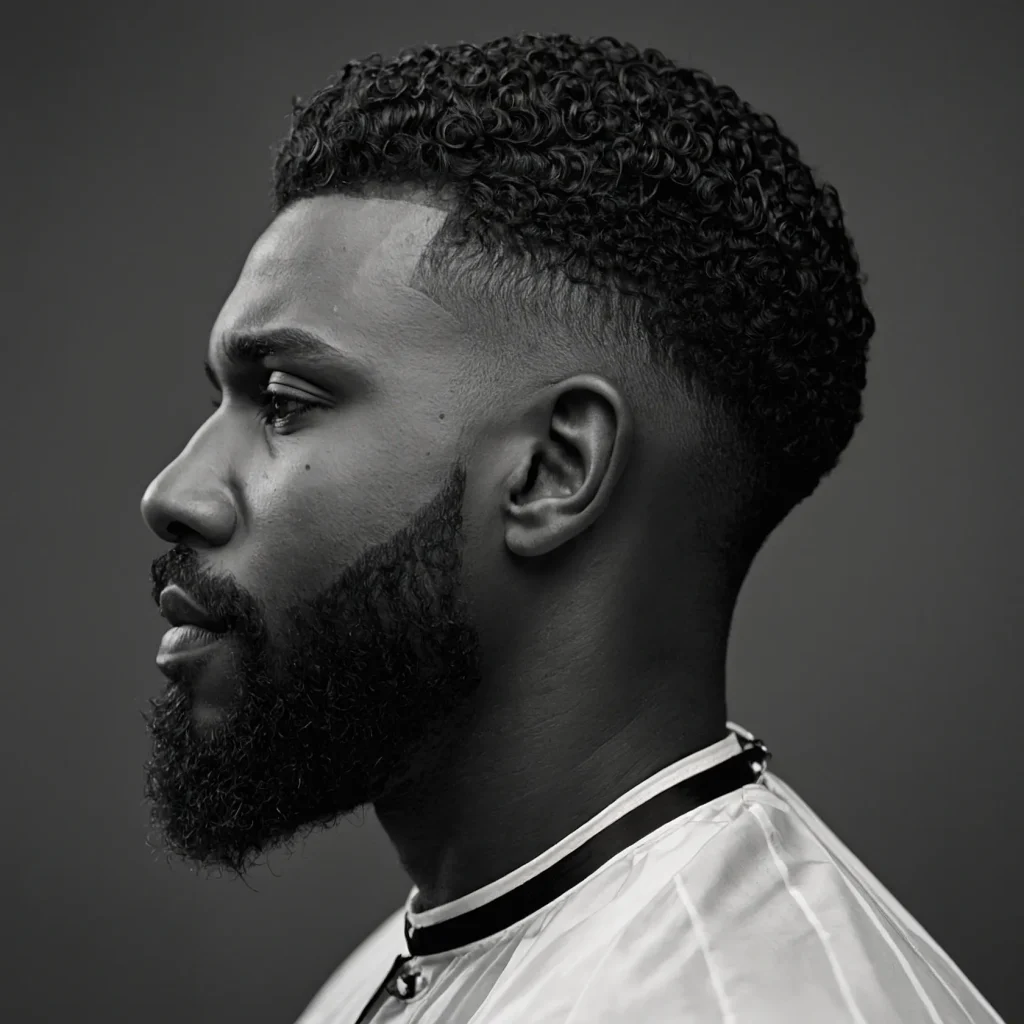 High Taper Fade with Beard BlendBlack man w 3