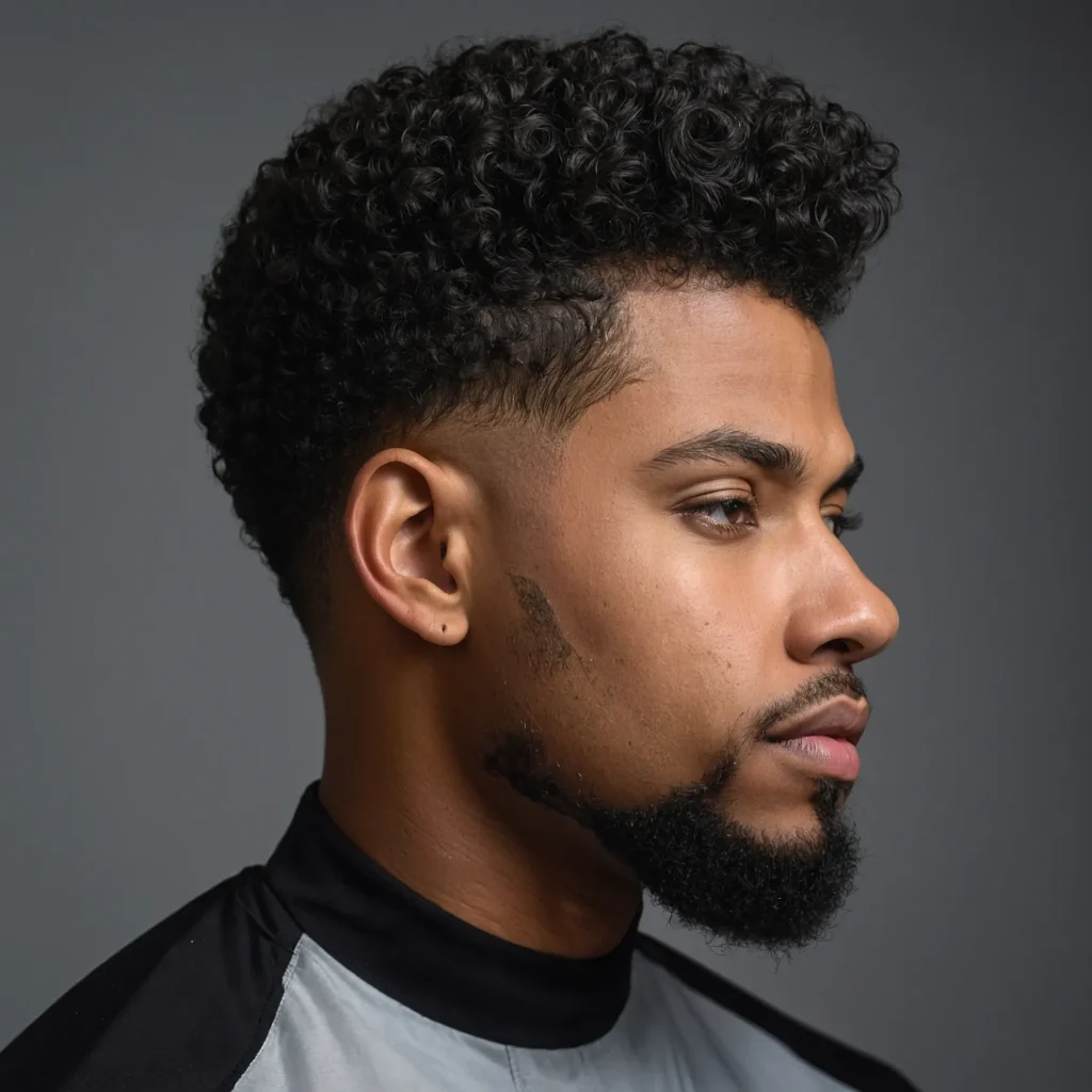 High Taper Fade with High Volume TopTall curl 0