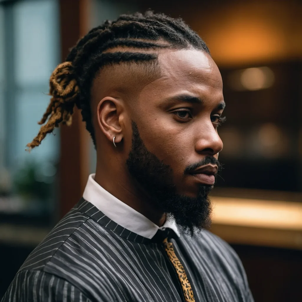 High Taper Fade with Loc BunBlack man with dr 0