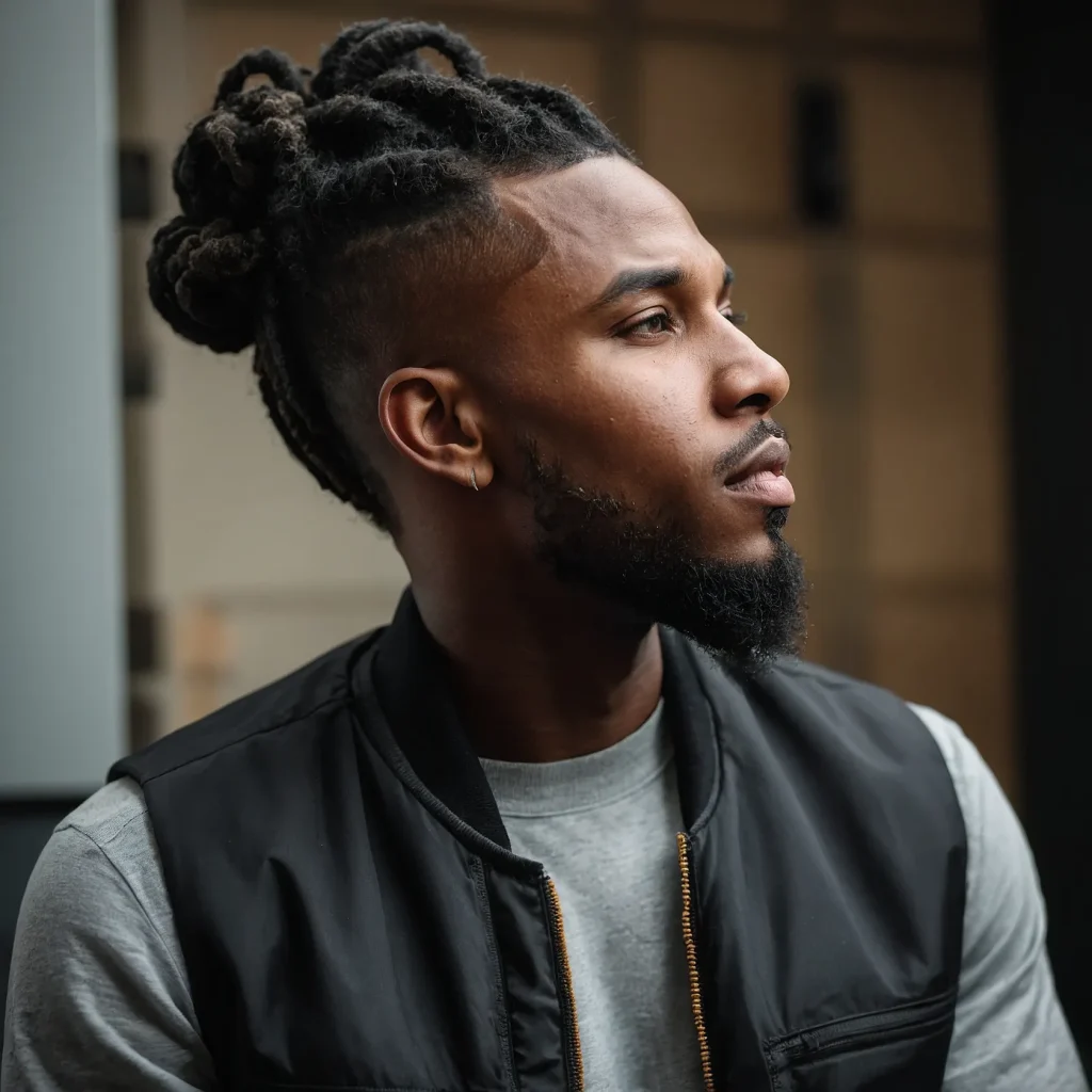 High Taper Fade with Loc BunBlack man with dr 3