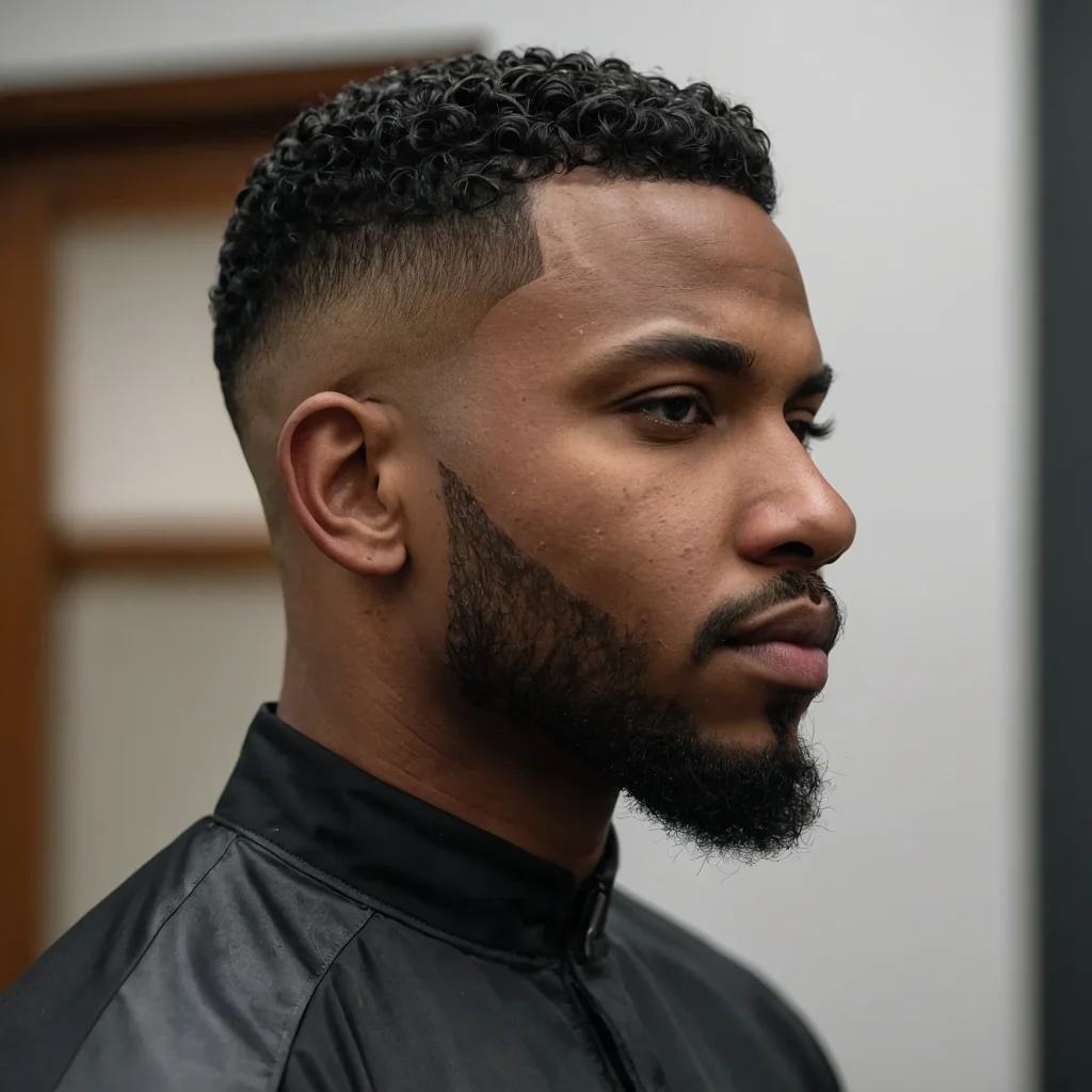 High Taper Fade with Low FringeBlack man with 0