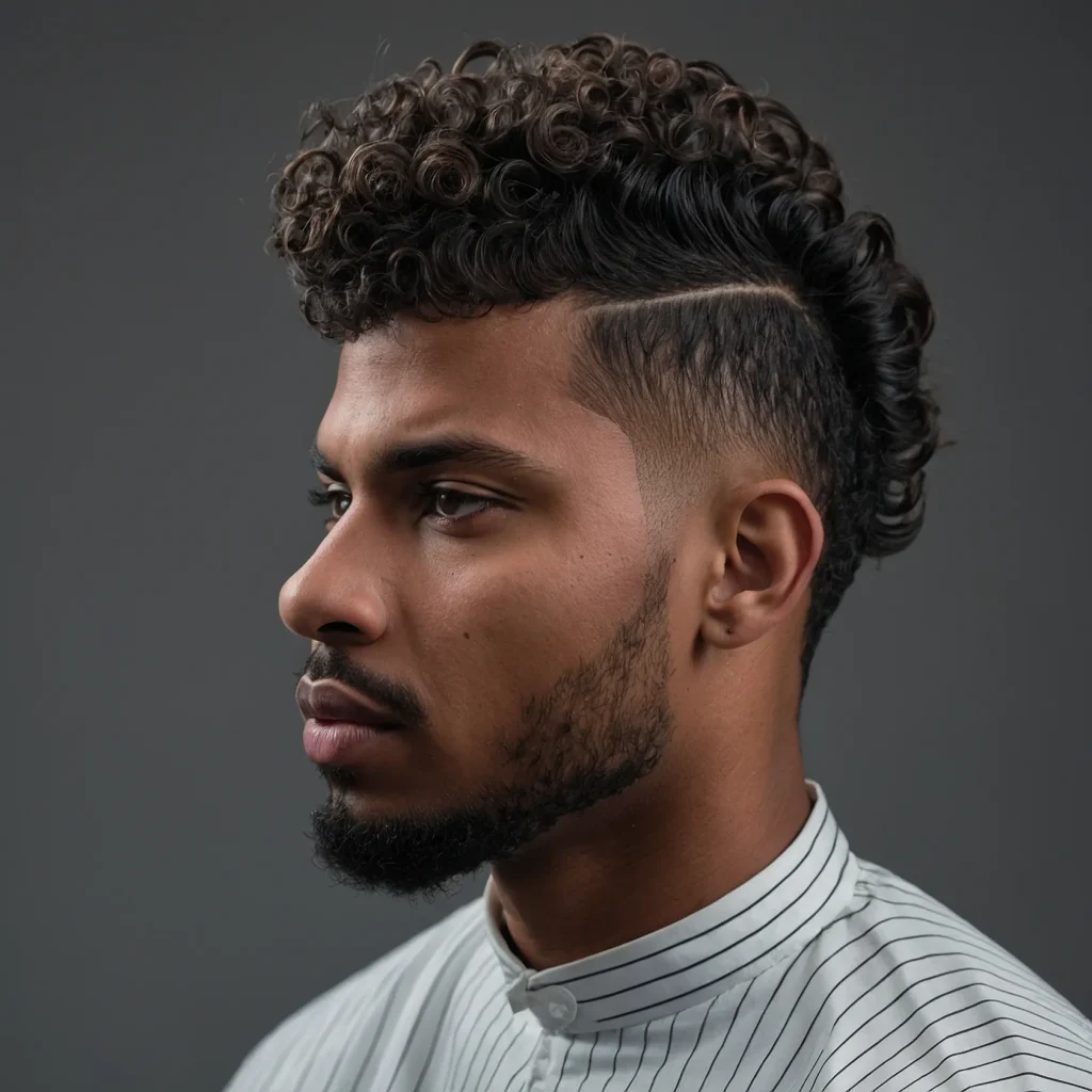 High Taper Fade with Mop Top CurlsLoose playf 3