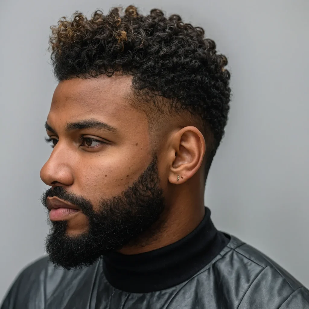 High Taper Fade with Natural Texture and Bear 3