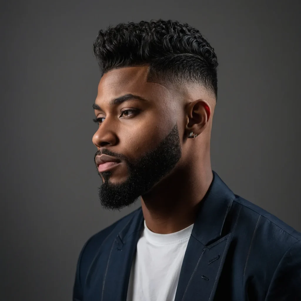 High Taper Fade with Shadow BeardMinimalist l 3