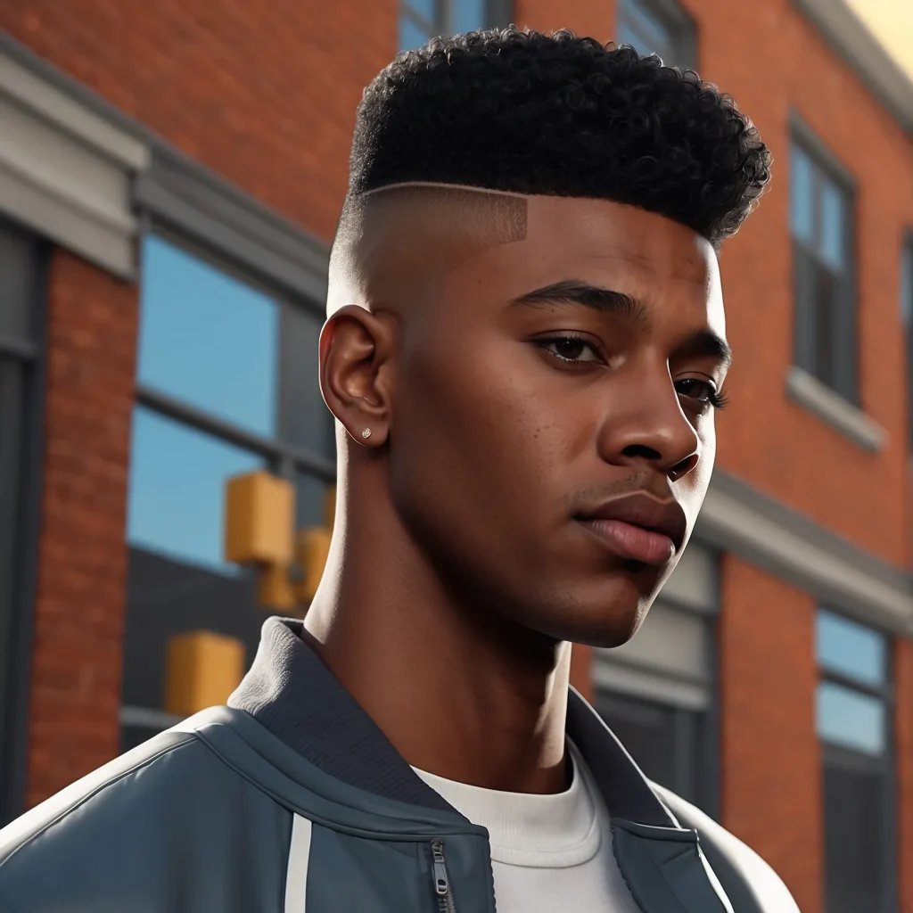 High Top Fadeyoung Black man with tall 0