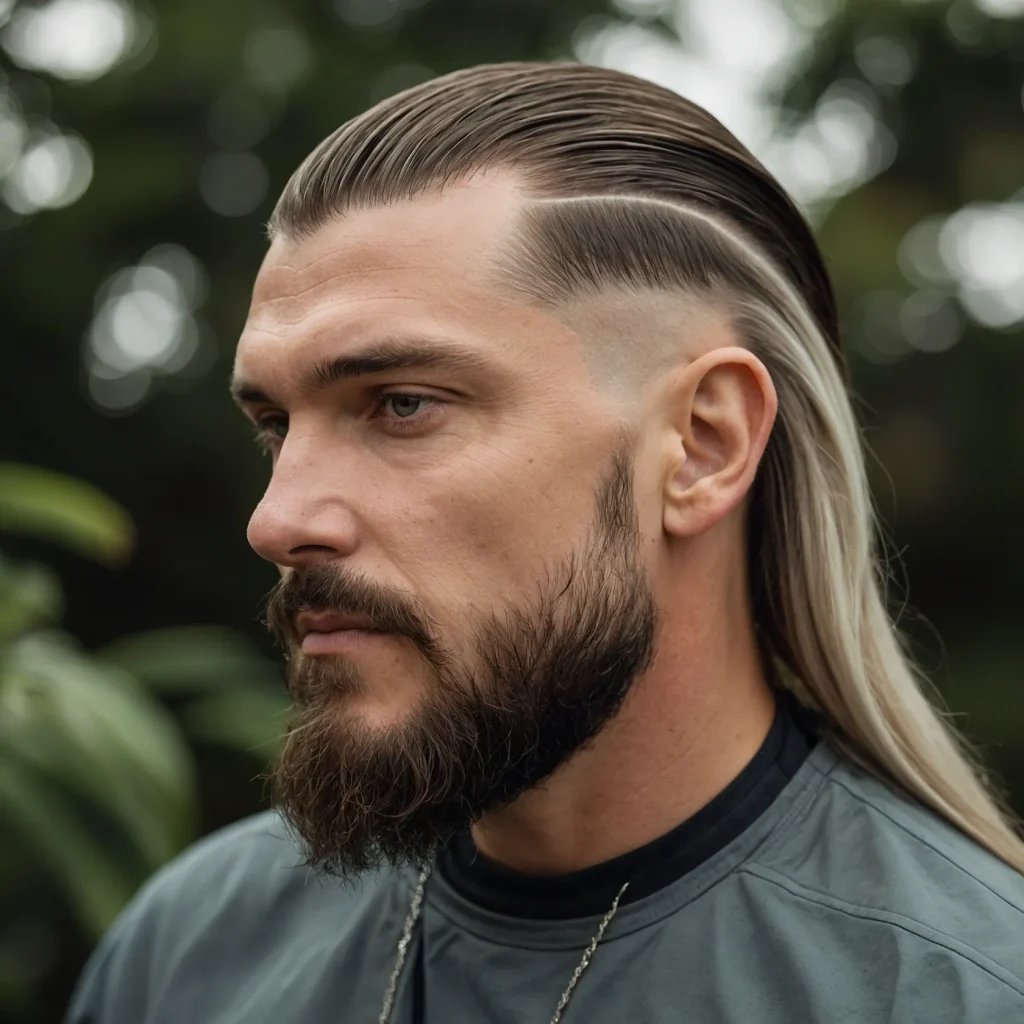 Long Tail Mullet Fadewhite man with long 0