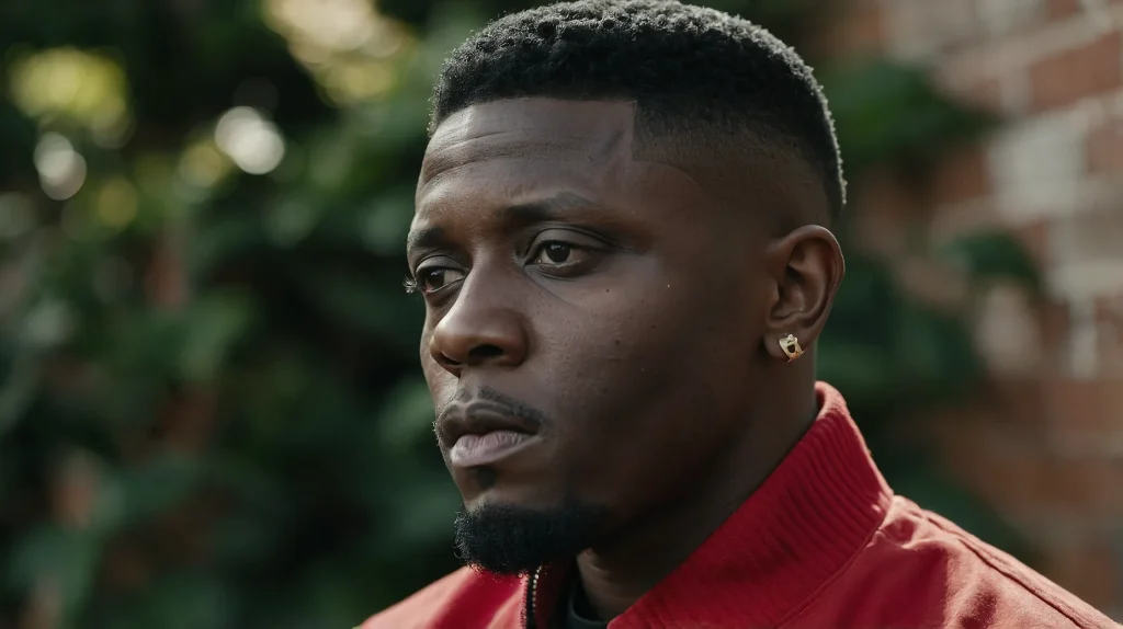 Low Boosie FadeA 34 view of Black man with 0