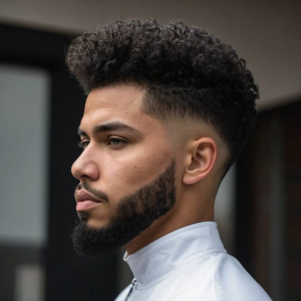 Low Drop Fade with Afrowhite man with sh 0