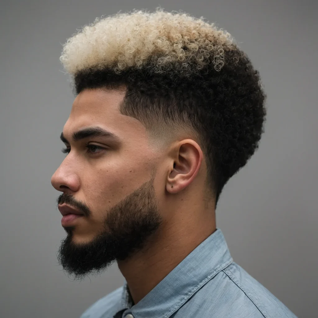 Low Drop Fade with Afrowhite man with sh 2