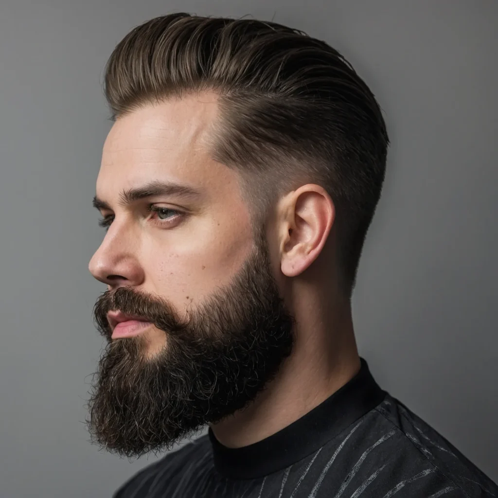 Low Drop Fade with Beard Blendwhite man wit 0