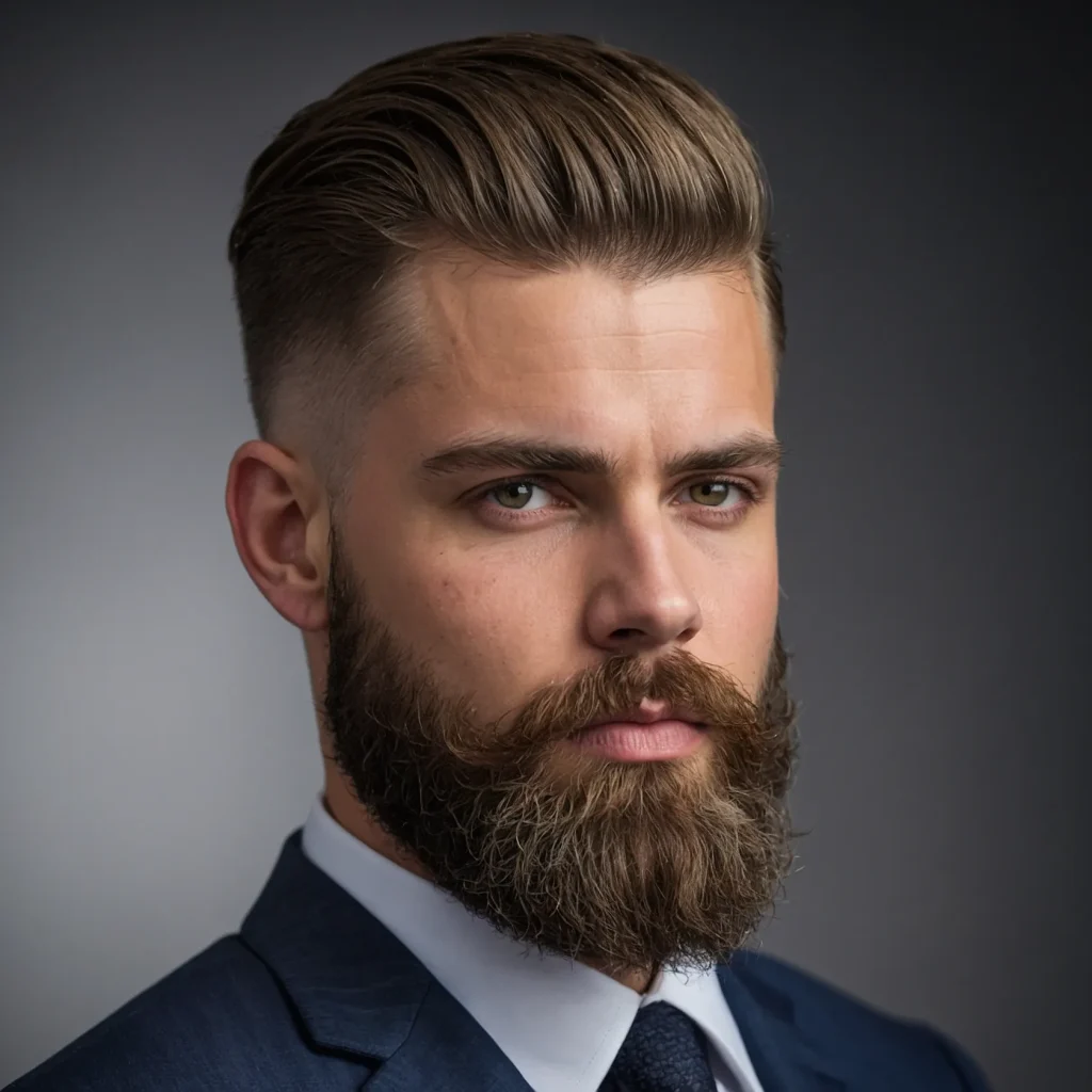 Low Drop Fade with Beard Blendwhite man wit 1
