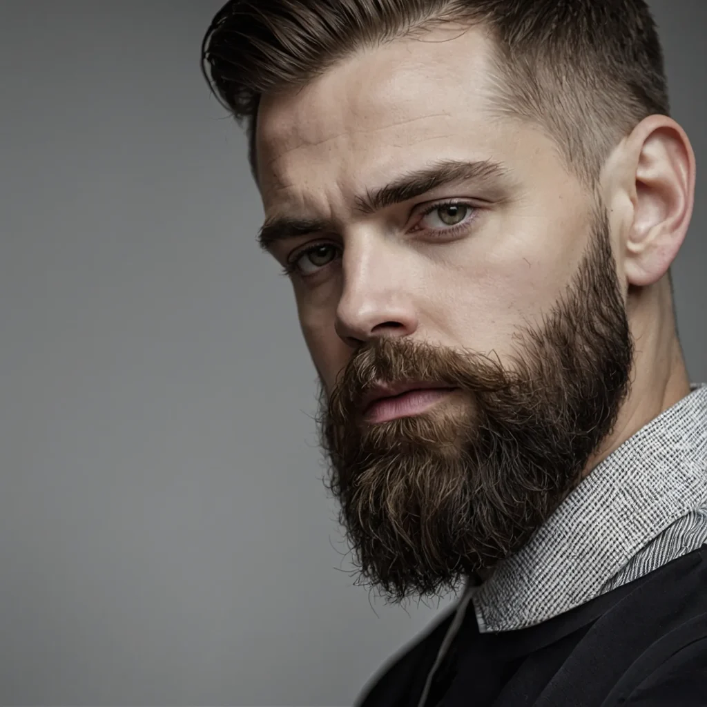 Low Drop Fade with Beard Blendwhite man wit 3