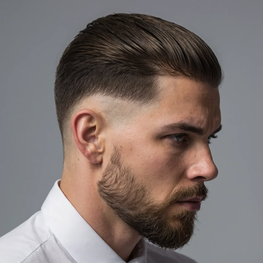 Low Drop Fade with Brushed Forward Topwhite 2