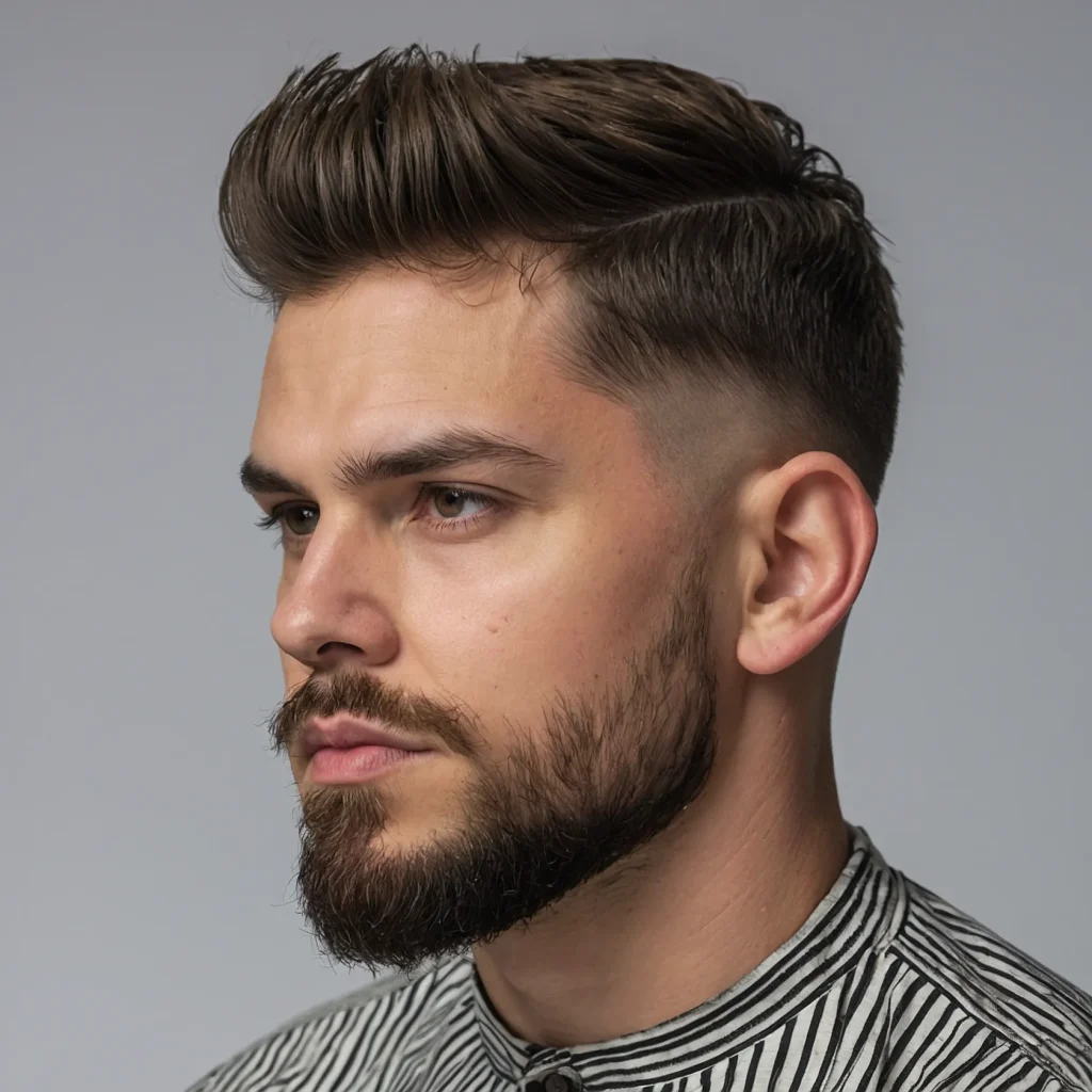 Low Drop Fade with Brushed Forward Topwhite 3