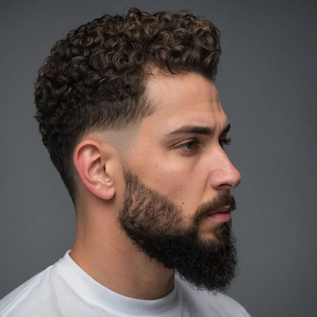 Low Drop Fade with Curly Topwhite man with 0
