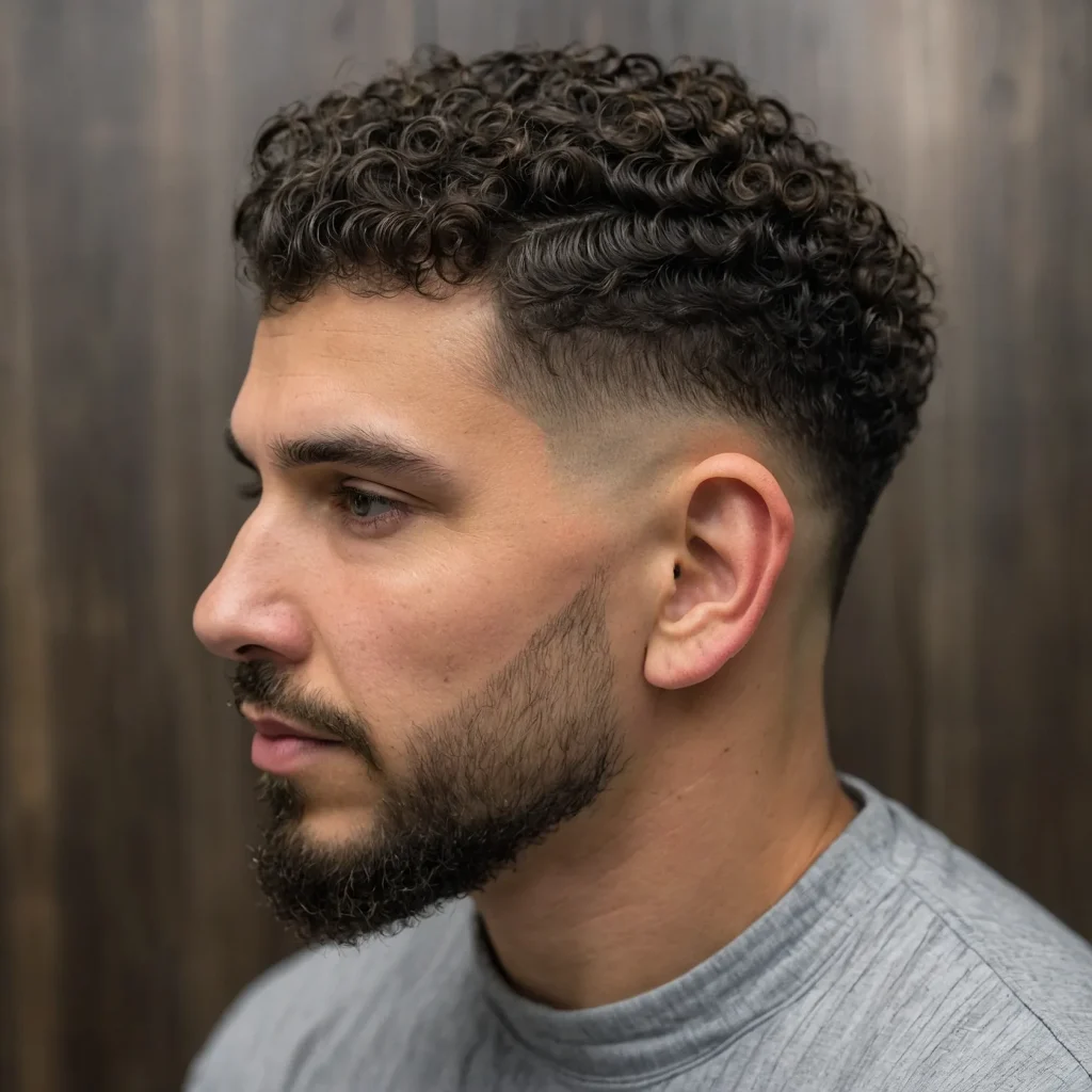 Low Drop Fade with Curly Topwhite man with 2