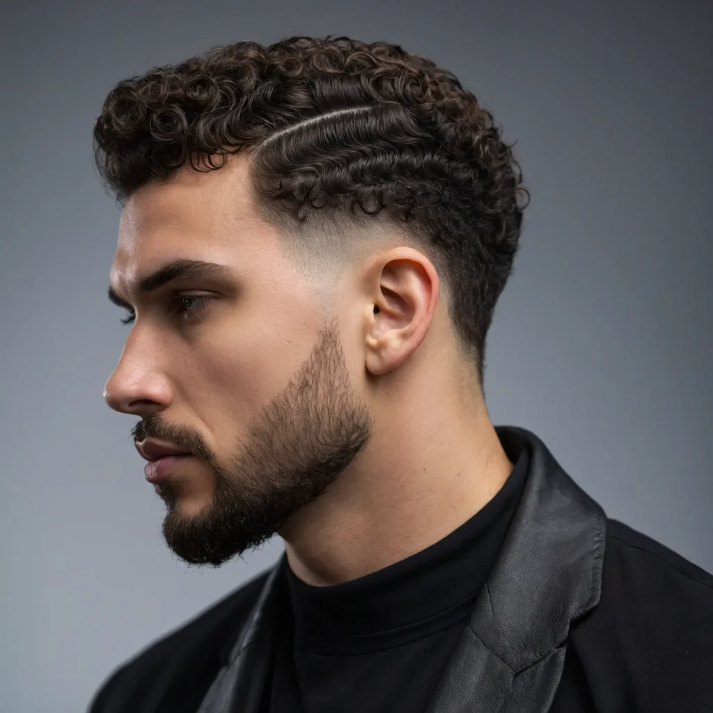 Low Drop Fade with Defined Curlswhite man 0