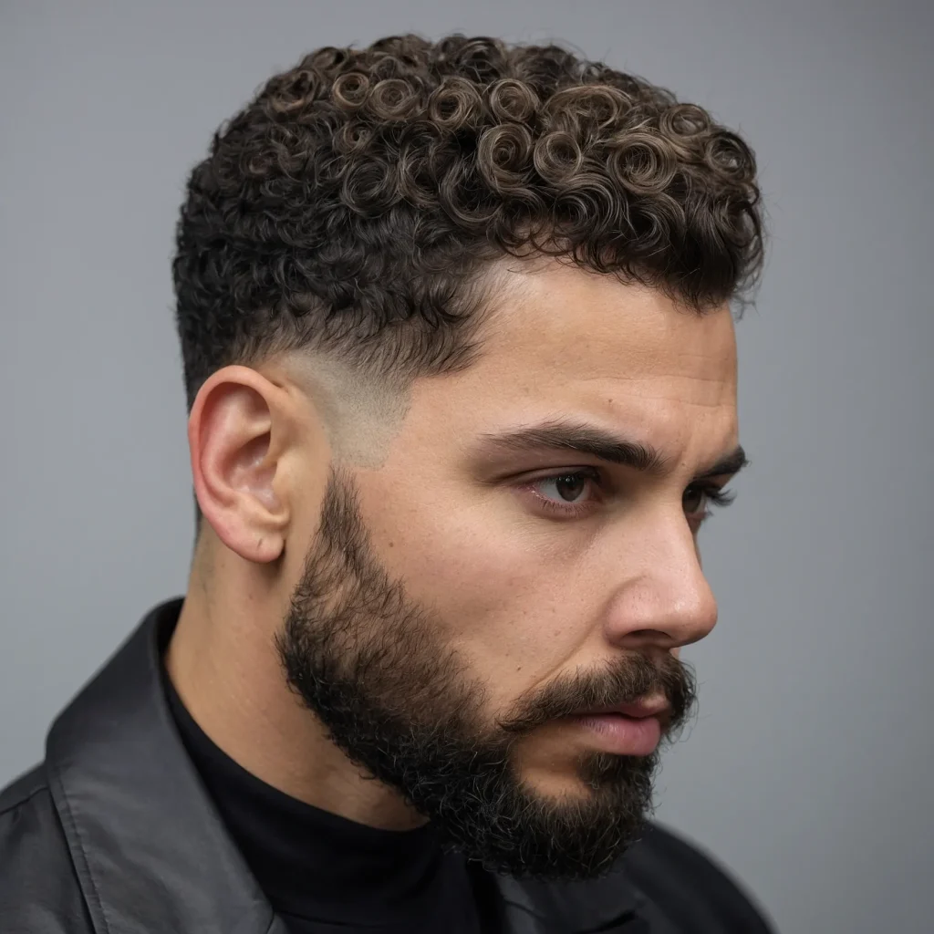 Low Drop Fade with Defined Curlswhite man 1