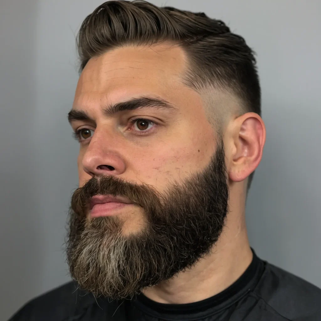 Low Drop Fade with EdgeUp and Tapered Beard0