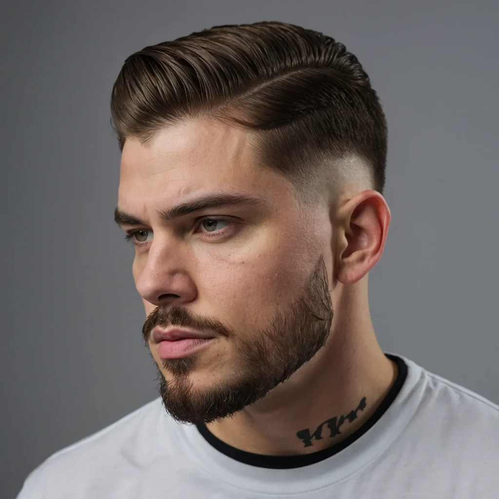 Low Drop Fade with Hard Partwhite man with 3