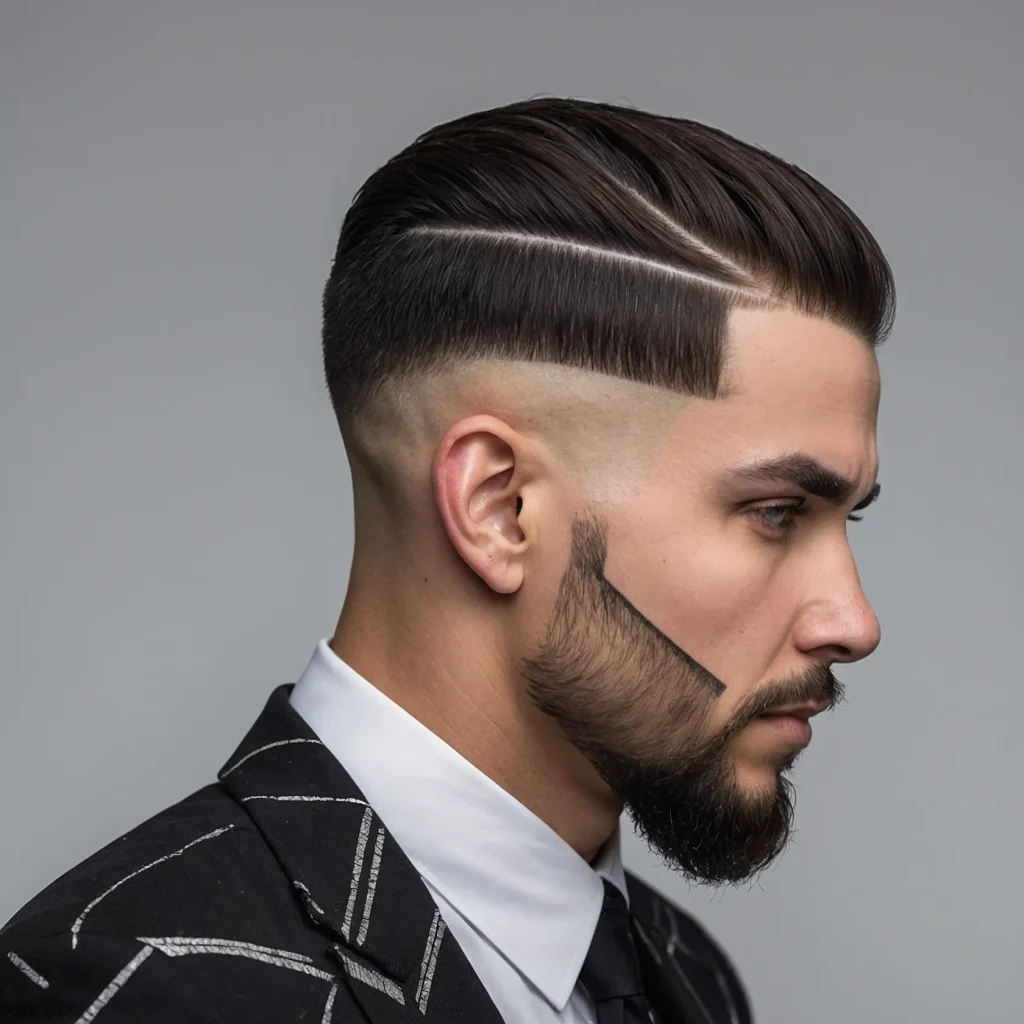 Low Drop Fade with LineUpwhite man with l 1