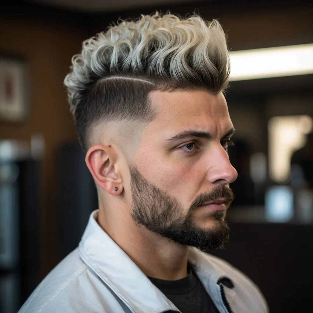 Low Drop Fade with Mohawk Stylewhite man wi 0
