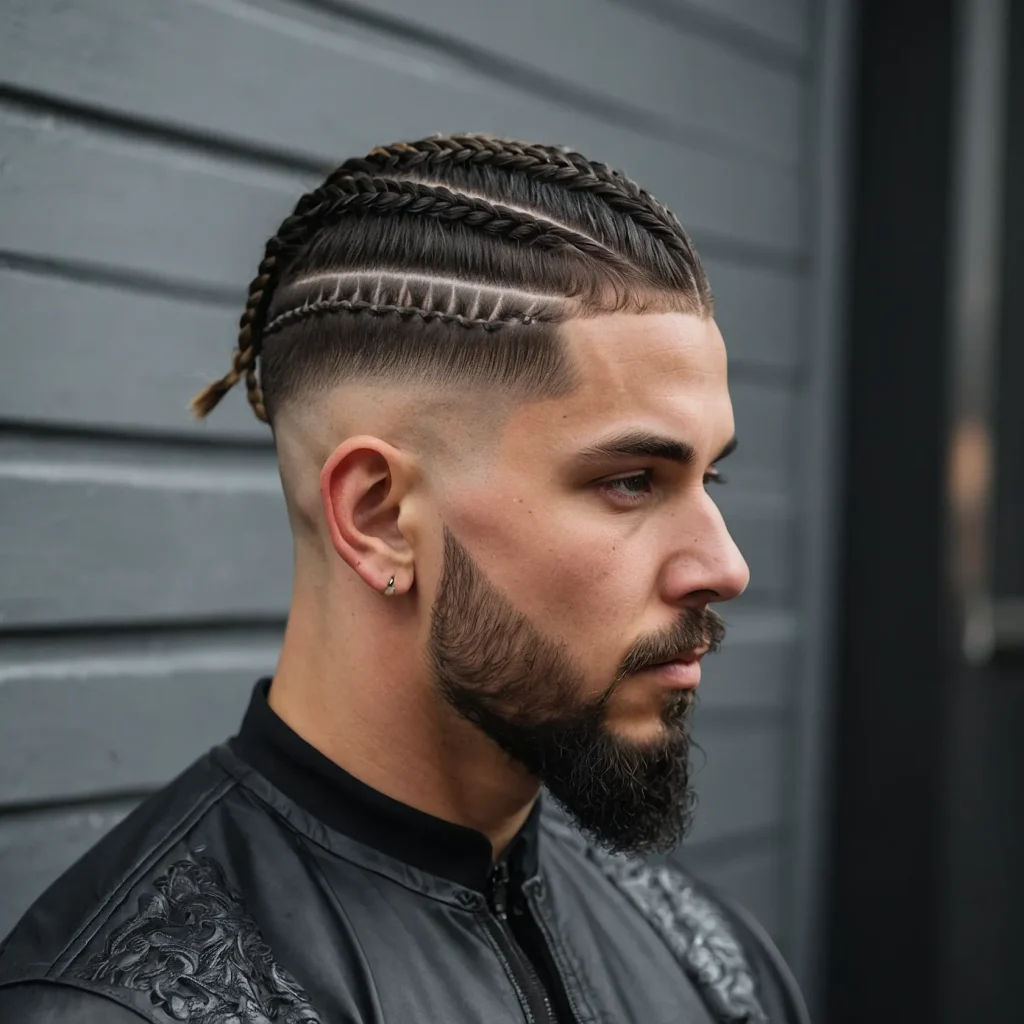 Low Drop Fade with Short Braidswhite man w 1