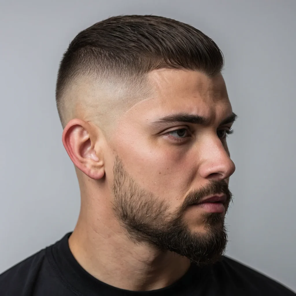 Low Drop Fade with Short Buzzed Topwhite m1