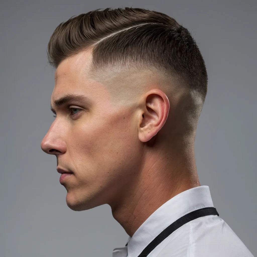 Low Drop Fade with Short Buzzed Topwhite m3