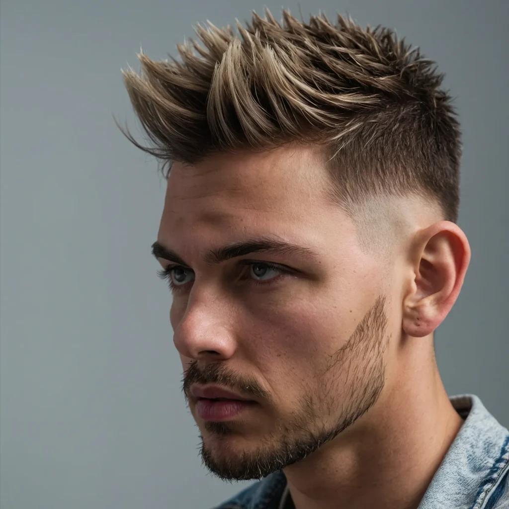 Low Drop Fade with Spiky Texturewhite man w 0